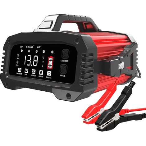 25A Chargeur de Batterie Voiture LiFePO4 12V/24V avec Écran LCD pour Voiture Moto Camion, AGM, Gel, Wet (1/5)