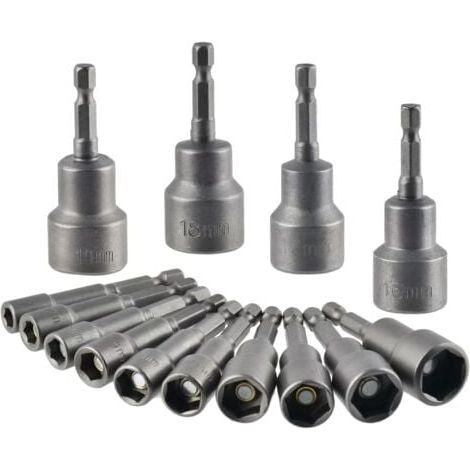 Magnetic Allen Key Socket, 14-Piece, Impact Wrench Socket 6-19 mm, Magnetic Allen Key Socket Set, Magnetic Socket Adapter MUMU (1/4)