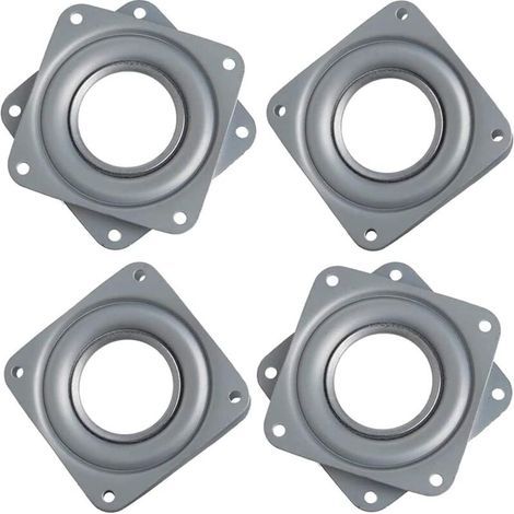 Lntyq 4 Pièces Roulements Rotatifs Carrés, Carré Platine Roulement Rotatif Plaque Pivotante, Lazy Plaque pivotante, Plaque Pivotante à Roulement pour Table Chaise Télévision Canapé Chaise (Argent) (1/5)