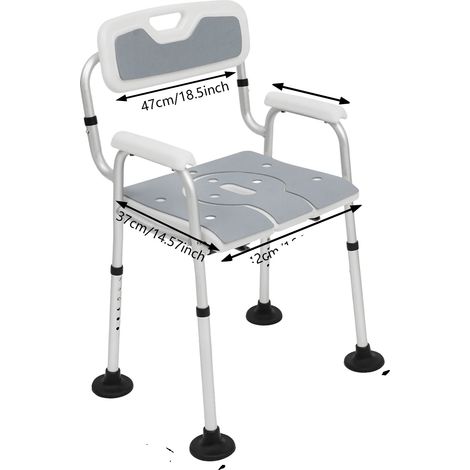 Chaise de Douche, Hauteur Réglable, Design Durable et Robuste, GRIS (1/2)