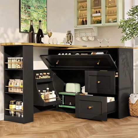 Buffet coloris noir en mDF métal 80,3 x 54,3 x 41,3 cm (1/5)