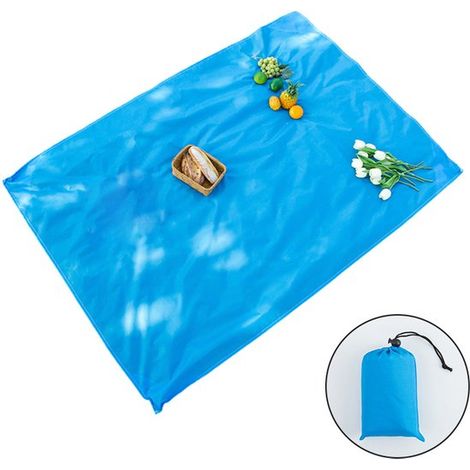 Esterilla de playa, Esterilla de picnic, Lona de camping impermeable, Portátil, Plegable, Resistente al agua y a la arena, 100140 cm, Azul (1/5)