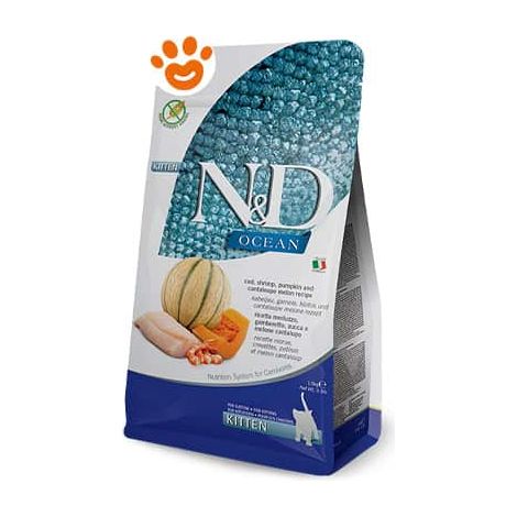 Farmina Cat N&D Ocean Pumpkin Kitten Merluzzo Gamberetti e Melone - Farmina Cat N&D Ocean Pumpkin Kitten Merluzzo Gamberetti e Melone - Sacco Da 5 Kg