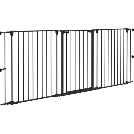 Barrera para perros, diseño plegable, construcción robusta de acero, color negro, 206 x 90 cm. (1/2)