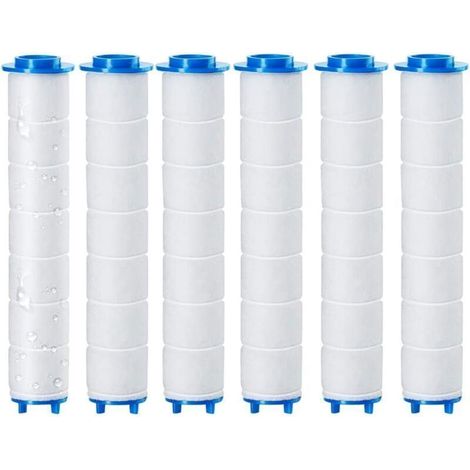 Filtres de douche remplaçables 6 pièces 9,5 x 2,4 cm, filtre de douche amovible, osmose inverse, filtration du chlore, du fluor et des particules (9,5 x 2,4 cm)
