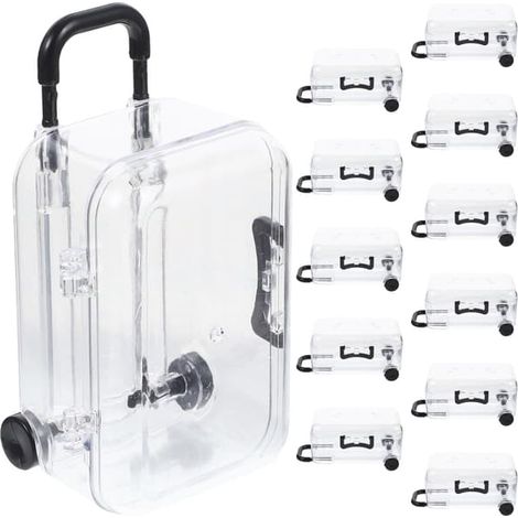 Mini valise (lot de 12), petit sac de voyage, valise en plastique en forme de boîte à bonbons, espace de rangement pour petits objets (noir) (1/5)