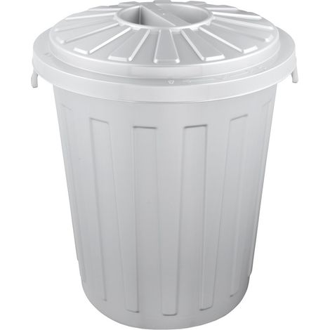 Cubo de basura / papelera polivalente con tapa cerrable, Grande, Plástico resistente (PP), 23 l, Mats, Plateado (1/5)