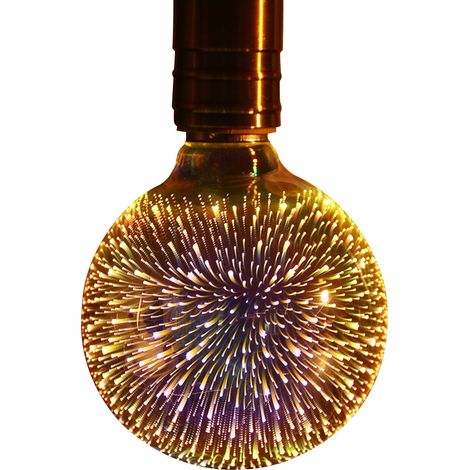 Ampoule LED Effet Feu d'Artifice 3D, 4W E27 Lumière Colorée Vintage, Décoration Intérieure Éclairage Festif