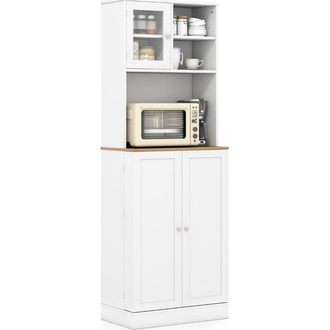 Credenza mobile alto 170cm ripiano microonde 8 ripiani porta 5 ripiani regolabili armadio dispensa cucina soggiorno Bianco (1/3)