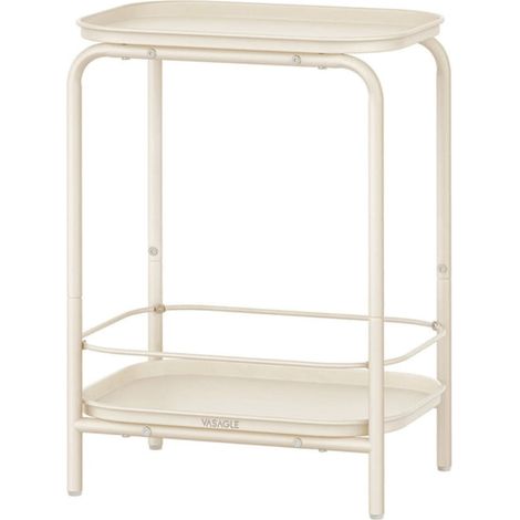 Table d’appoint à 2 niveaux petite table basse en métal table de chevet avec plateau style moderne utilisation intérieure et extérieure salon chambre balcon blanc (1/5)