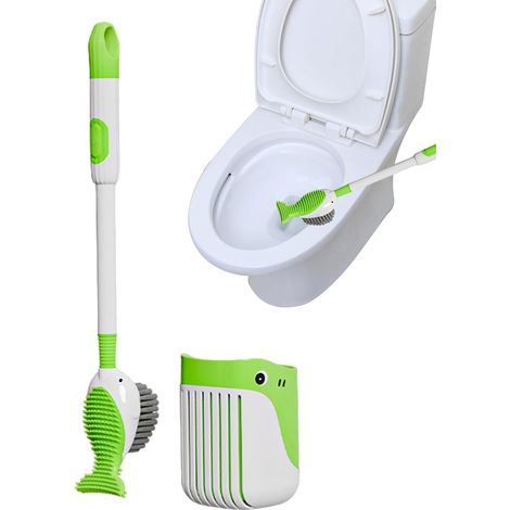 Porte-brosse WC Brosse baleine avec distributeur de recharge , fixation murale Brosses nettoyage pou (1/5)