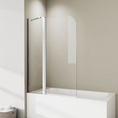 Duschwand für Badewanne 90x140cm Badewannenaufsatz 2-teilig Faltbar mit festem Segment, Duschabtrennung Badewanne Badewannenwand Duschwand Badewanne, 6mm EGS Sicherheitsglas (1/5)