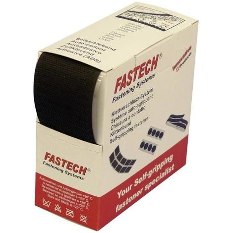 FASTECH® B50-SK-H-999905 Klettband zum Aufkleben Hotmelt Haftteil (L x B) 5 m x 50 mm Schwarz 5 m (1/2)
