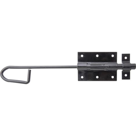 Verrou de box porte-cadenas  avec boucle serrée  plastifié, en noir  platine 90 x 67 mm  boulon Ø 13,5 x 300 mm  kit de 10