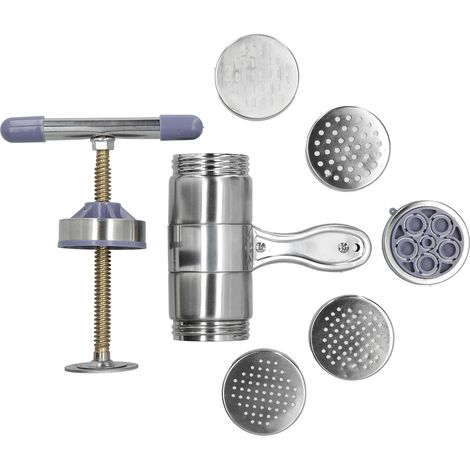 Machine à pâtes manuelle en acier inoxydable avec 5 moules, accessoire de cuisine (1/5)