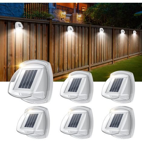 6 pièces lumière paysage 8LED Transparent clôture mur jardin cour solaire lumière solaire jardin lumière avec abat-jour en PVC extérieur (1/5)