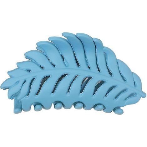 Pince à cheveux grande taille pour femme, en forme de feuille, design ajouré, pince à cheveux arrière, pince à cheveux de douche, pince à cheveux en forme de feuille-Blue (1/5)