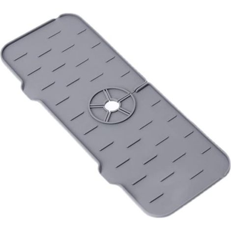 Tappetino in silicone per rubinetto del bagno,Tappetino raccogli-acqua,Paraspruzzi per lavandino,Cuscinetto per scarico del lavandino,Grigio (1/5)
