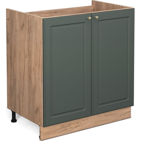 Spülenunterschrank Fame-Line, Grün-Gold Landhaus, 80 cm ohne Arbeitsplatte, Vicco (1/5)