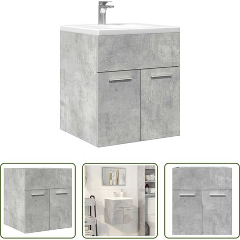 vidaXL Rangement salle de bain -  Armoire de lavabo de salle de bain gris béton 41x38,5x46 cm (1/5)