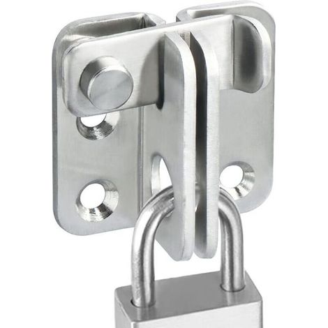 Serrure de porte extérieure, serrure de porte intérieure (avec vis), convient pour fenêtres, armoires et jardins, serrure de porte coulissante (finition argent en acier inoxydable)