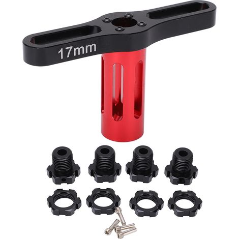 4 Pièces 17MM Écrous Hexagonaux à Canelures pour Traxxas E-REVO Summit 1/10 Voiture RC (Noir)