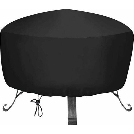 BBQ Fire Pit Cover, Round Fire Pit Cover with Drawstring, Waterproof Oxford Cloth Fire Pit Cover, Garden Furniture Cover, Stove Protector Cover (Dia.85x40)