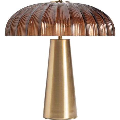 Lampe à poser art déco en cristal brun - brun ambré et doré (1/4)