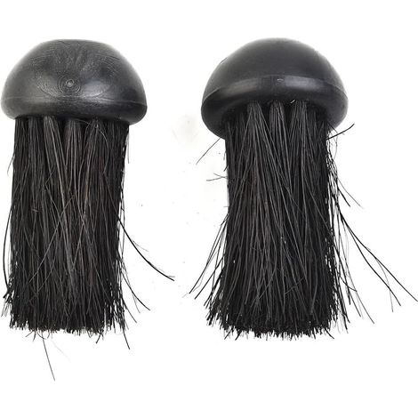 Set of 2 replacement fireplace brush heads with 1.9 cm thread and natural bristles (1/5)