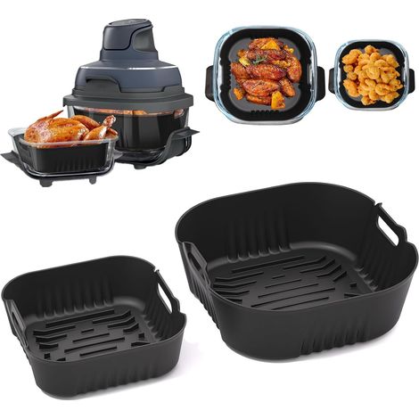 Lot de 2 Moules en Silicone pour Friteuse Ninja Crispi FN101, Accessoires Antiadhésifs Réutilisables Compatible avec Air Fryer Portable 3,8L (1/5)