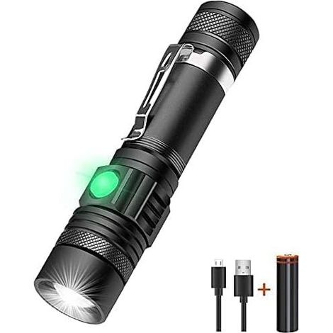 Lampe torche tactique rechargeable, étanche IPX6, zoomable, petite lampe torche de poche, idéale en cas d'urgence. (1/3)