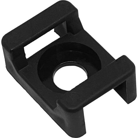 Packung mit 100 schwarzen Kabelbindern zum Aufschrauben, Klemmlochbreite bis zu 9 mm, 6 mm Schraubenloch (M6), Kabelbinder