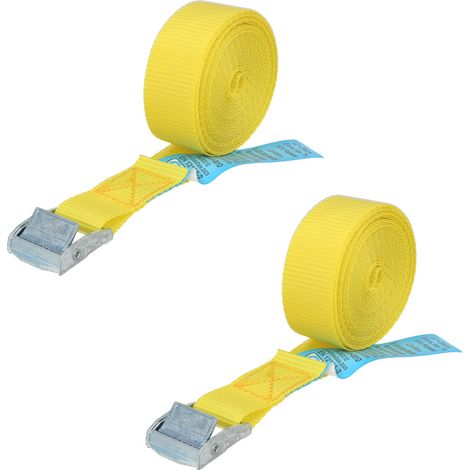 Nastro di Ancoraggio con Cricchetto 4,5 metri x 25 mm (2 Unità) Cricchetto Automatico in Metallo, Fettuccia, Imbracatura, Cinghi