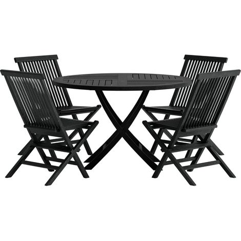 Kenya Gartenset Tisch Ø120 cm schwarz 4 Stühle schwarz. (1/3)