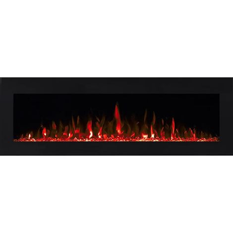 Chemin'Arte – Cheminée électrique 2000W avec télécommande – Effet flammes réaliste 3 couleurs – Design extra large 150x11x45cm – Fixation murale incluse