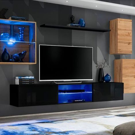 Ensemble Meuble TV "Switch XXIII" 250cm Naturel & Noir (1/4)
