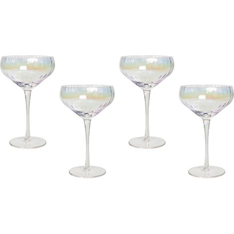 Conjunto de 4 copas Pompadour de champán sopladas a mano 30 cl acabado iridiscente Morganite (1/5)