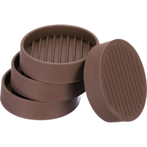 Sottobicchieri in gomma antiscivolo da 2,3 pollici, confezione da 4, rotondi, protezioni antiscivolo per pavimenti per gambe di mobili, letto, divano, fermi, marrone (1/5)