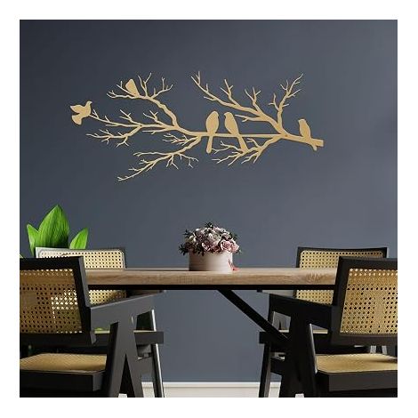 Metal Wall Art Living Birds Silhouette on Metal Wall Art Hanging Home Balcony Wall Decor (Gold, Large) (1/4)