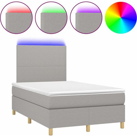 Maison Exclusive - Letto a Molle Materasso e LED Grigio Chiaro 120x200 cm Tessuto (1/5)