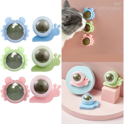6 Pièces de Cataire Balles à la Rotation de l'herbe à chat Wandball Cataire Balle Dents molaire Boule de Jouets pour chats