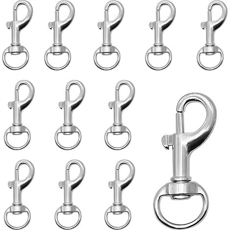 Crochet Mousqueton,12 PCS Mousqueton Pivotant Mousqueton Alliage de Zinc avec Ressort Fixation Hamac Balancoire Exterieur Anti-Rouille pour Laisse Chien Porte-Clé Sac à Dos Cages (1/5)