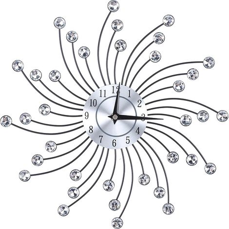 Horloge Murale - Cadran Aluminium - 32 x 32 cm - Chiffres Arabes - Pour Salon Chambre Bureau - 1 Pièce (1/5)