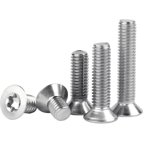 M6 x (12-40mm) Vis à Tête Fraisée - Argent Vis à Tête Plate Torx Filetage Complet à Métaux en Acier Inoxydable A2 V2A, M6 x 25mm (5 Pièces) (1/5)
