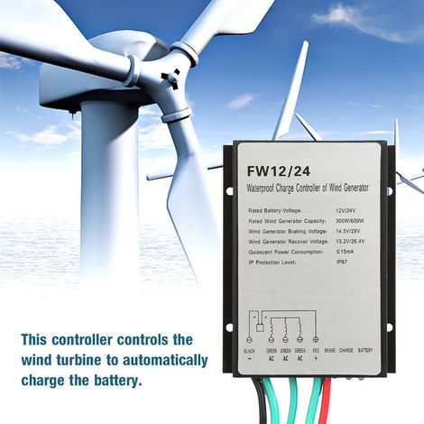 Régulateur contrôleur de charge étanche pour génératrice éolienne FW12/24 (1/5)