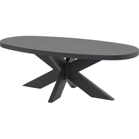 NOX - Table Basse Aspect Bois Piètement Araignée Métal Noir (1/3)