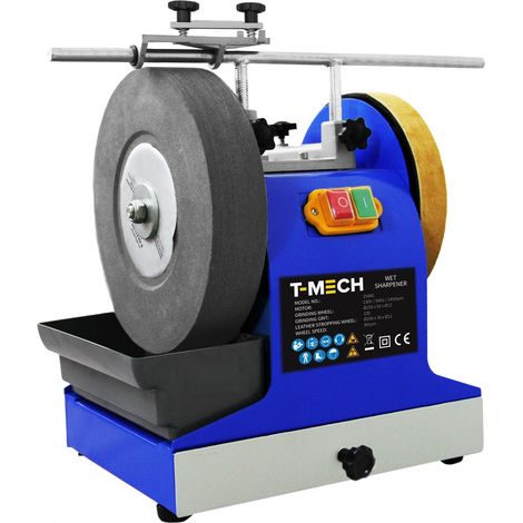 T-Mech Affûteuse à Eau 200 W Pierre à Huile Cirage pour Métal Roue d'Affûtage à Cuir Guide d'Angle Meulage Rotatif [Accessoires INCLUSES]