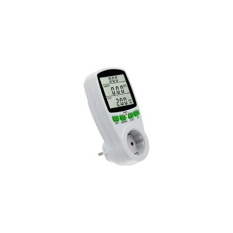 Prise avec compteur d'énergie, affichage numérique LCD, surveillance de la consommation d'énergie, réglages du coût en kWh, ampérage, tension, puissance maximale 3680 W, blanc (1/5)