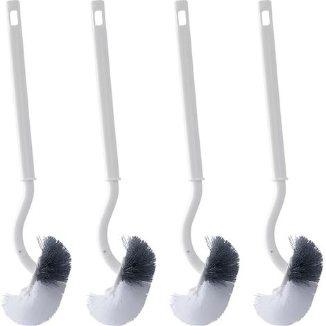 Toilet Brush Curved Design Angled Cleaning Brush Long Plastic Handle Flexible Bristles (1/5)