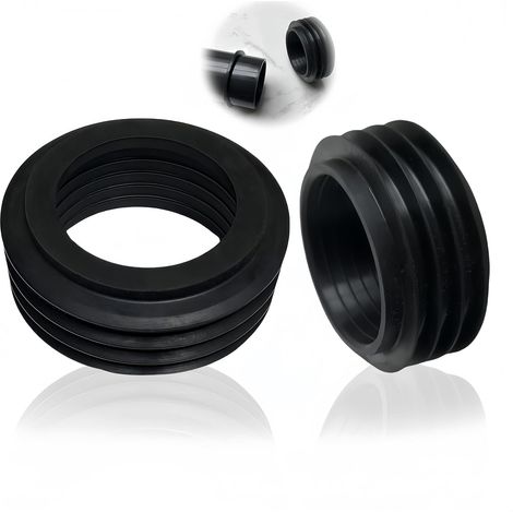 Raccord de Tuyau de Chasse d'Eau, Manchon en Caoutchouc pour Réservoir de Chasse Encastré, raccords de drains,Diamètre Intérieur 36-45 mm, Diamètre Extérieur 60 mm, Hauteur 26mm,Noir (2 pièces) (1/5)